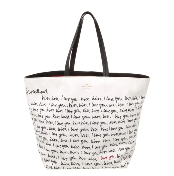 Kate Spade "DEAR SWEETHEART, KISS KISS ๐ ๐, I LOVE YOU" LARGE TOTE - Picture 7 of 8